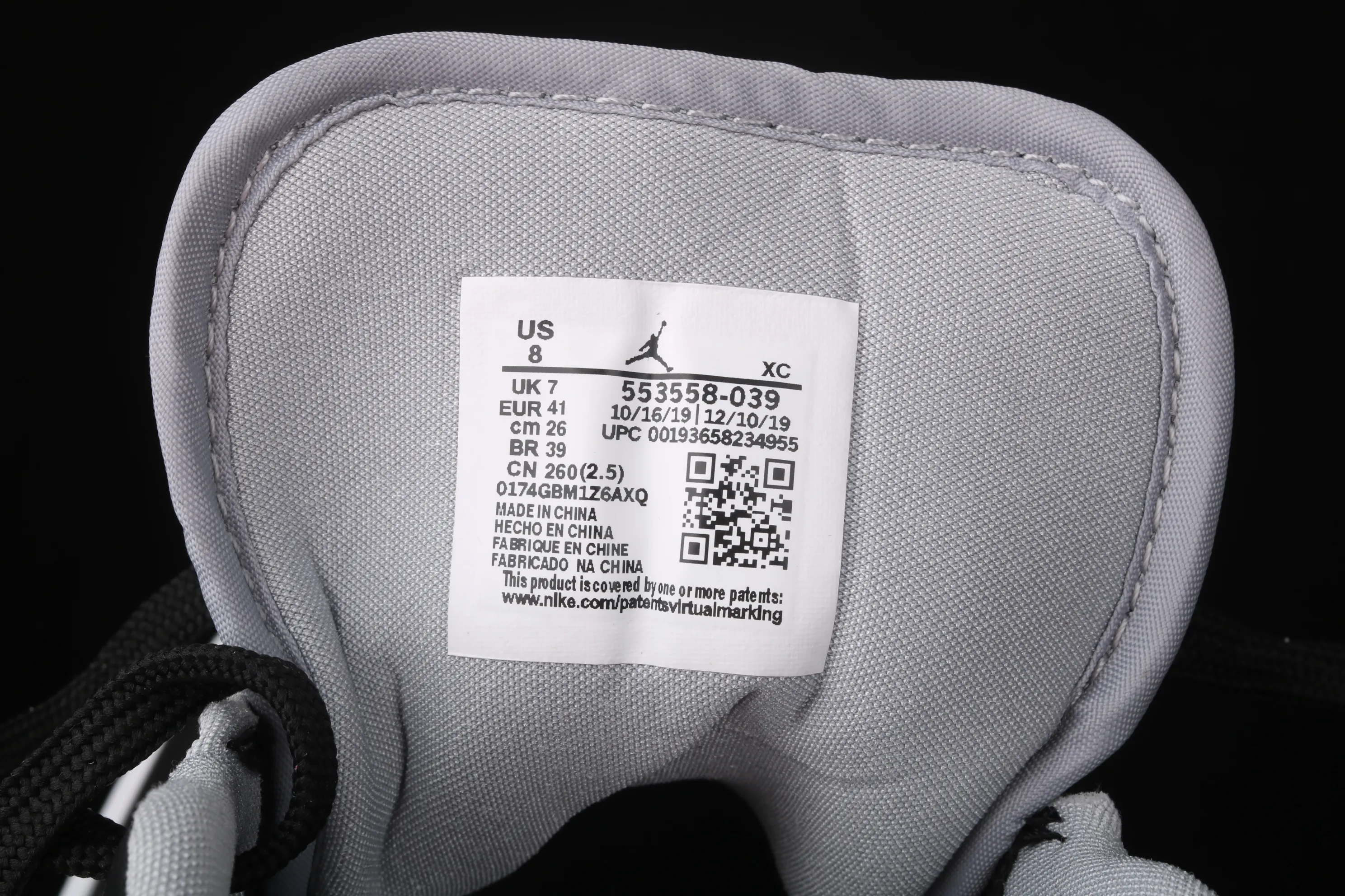 All categories Air Jordan Jordan series basketball shoes Air Jordan 1 Low Air Jordan 1 Low Shadow AJ1 Joe 1 cool gray low-top cultural and leisure sports sneakers 553558-039
